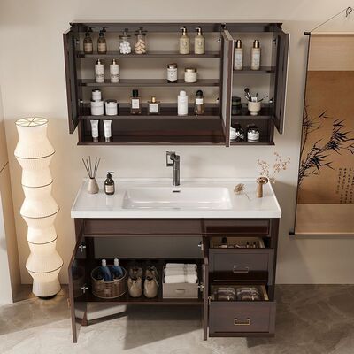 zwr镜柜简约现代智能浴室柜橡木组合烤漆实木新中式卫生间洗漱台