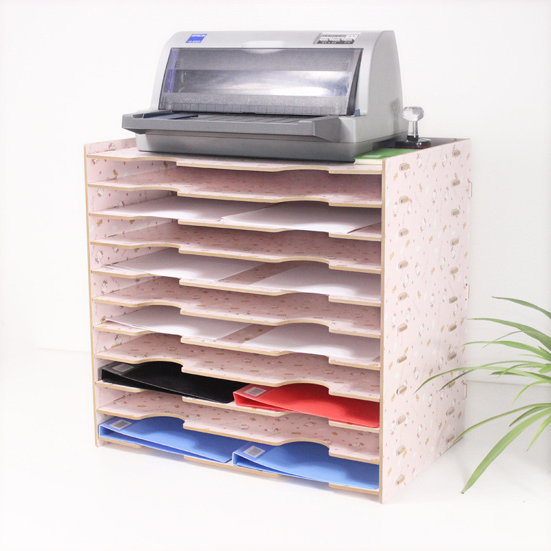 木质a3多层文件架文件夹办公a4纸资料架打印机收纳资料置物架框