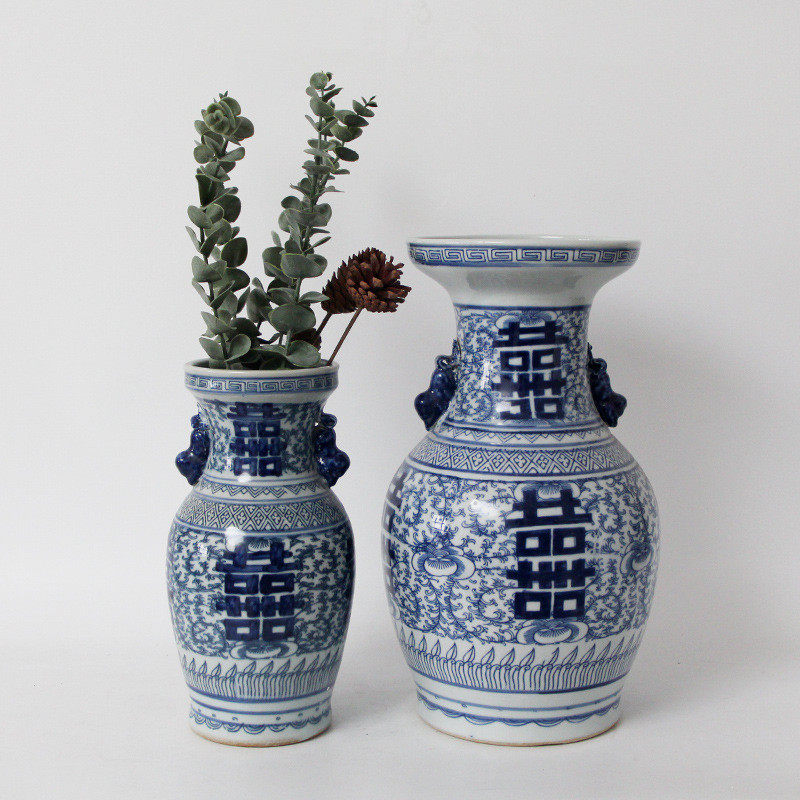 陶瓷青花手绘喜字落地大花瓶摆件酒店客厅装饰大号开业新房,特色手工艺,青花瓷,淘宝优惠券,粉丝福利购,淘宝优惠卷