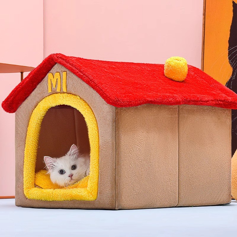 狗窝房子型保暖泰迪宠物用品可拆洗四季通用狗屋猫窝狗床别墅