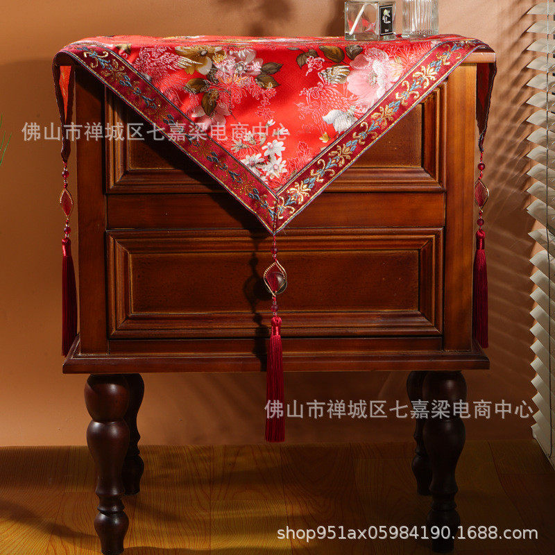 中美式床头柜桌垫布实木防尘盖布保护垫喜庆结婚装饰防尘盖布批发