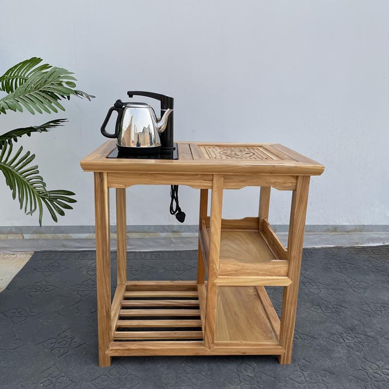 热销可移动榆木实木家用茶道桌配椅办公阳台茶水柜茶几一体式烧水