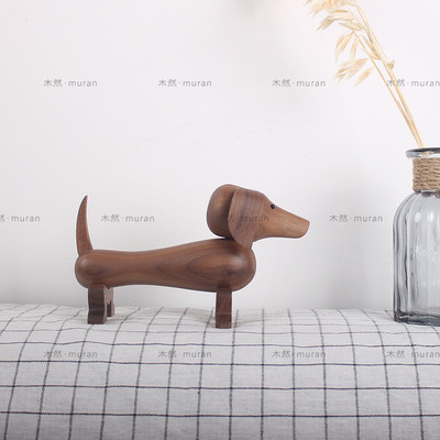 腊肠狗装饰品欧式摆件创意小狗木质家装客厅小摆件短腿狗木制品