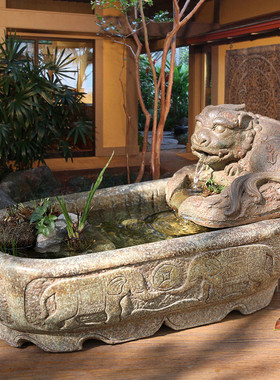 鱼池貔貅流水小型摆件庭院花园水磨坊阳台鱼缸客厅桌面喷泉装饰