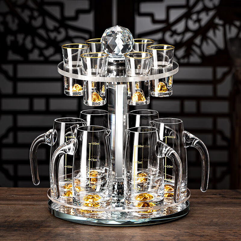 批发水晶金箔白酒杯套装玻璃家用分酒器酒壶高档酒具小号
