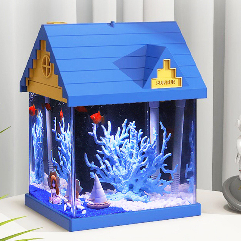 小屋日记TF桌面鱼缸水族箱创意自循环迷你小型免换水家用鱼缸
