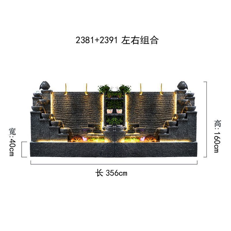 欧式水幕墙流水屏风喷泉落地摆件庭院景观鱼池造景酒店公司装