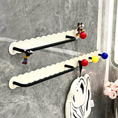 卫生间毛巾架免打孔挂钩一体创意可爱多巴胺浴巾架子儿童毛巾挂杆