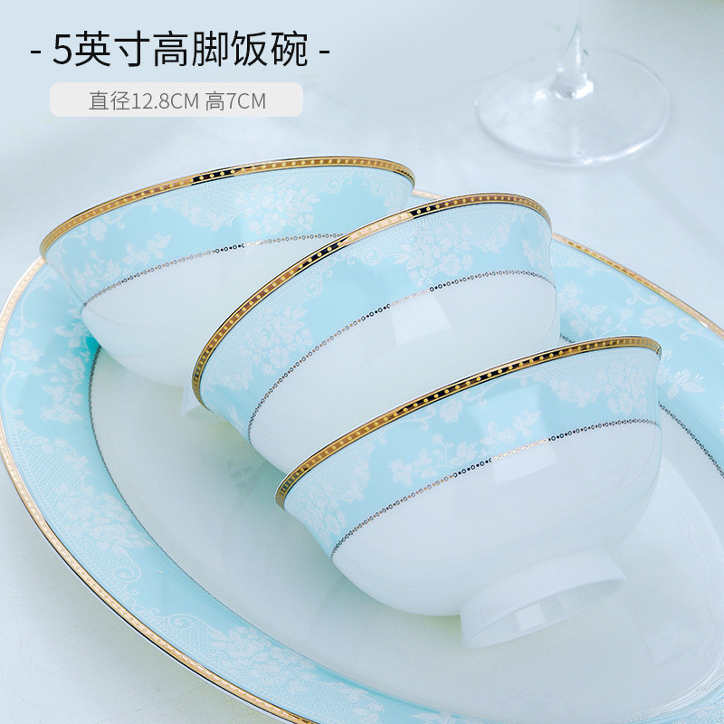 碗家用10个装新款骨瓷防烫吃饭陶瓷碗单个5寸景德镇米饭面碗套装
