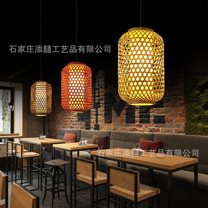 竹编灯笼通道茶楼客栈火锅店餐饮吊灯中国风仿古手工竹编灯笼