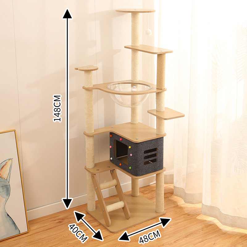 木质猫窝猫树一体大型猫爬架猫架房子抓柱太空舱剑麻柱猫爬架