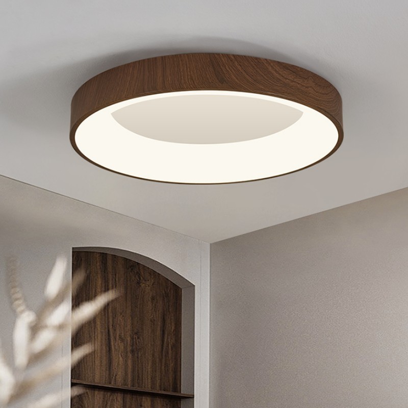 北欧简约现代胡桃木色led客厅吸顶灯书房转卧室水酒店木纹吸顶灯