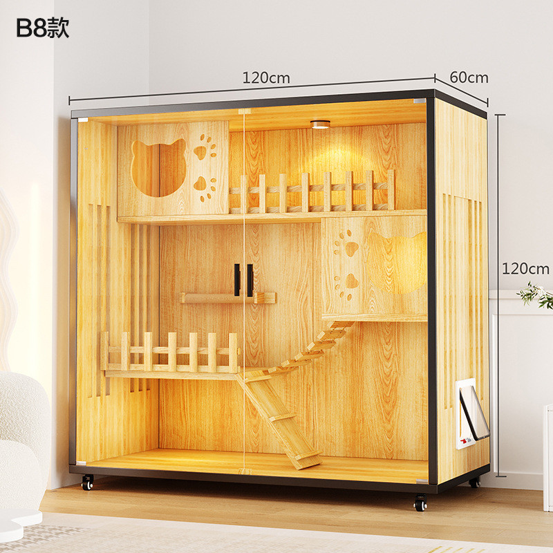 猫别墅家用大型猫柜防水猫舍猫房室内超大空间猫窝实木猫屋猫笼子