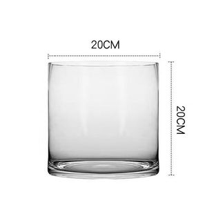 大口径玻璃花瓶敞口宽口广口透明大口特大号高款超高50cm阔口超大