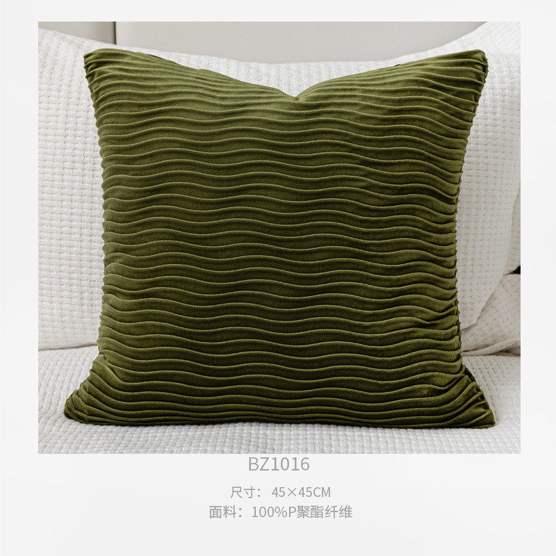 现代简约样板间绿色民宿抱枕10件套北欧床旗床尾巾靠枕软装床尾毯
