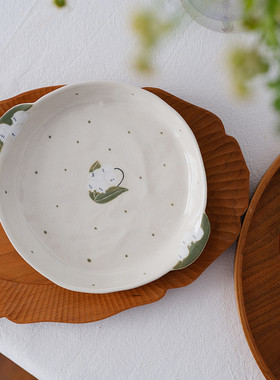 1pkn川碗铃兰谷家用甜品碗陶瓷餐具盘子菜盘家用ins风碗碟套装