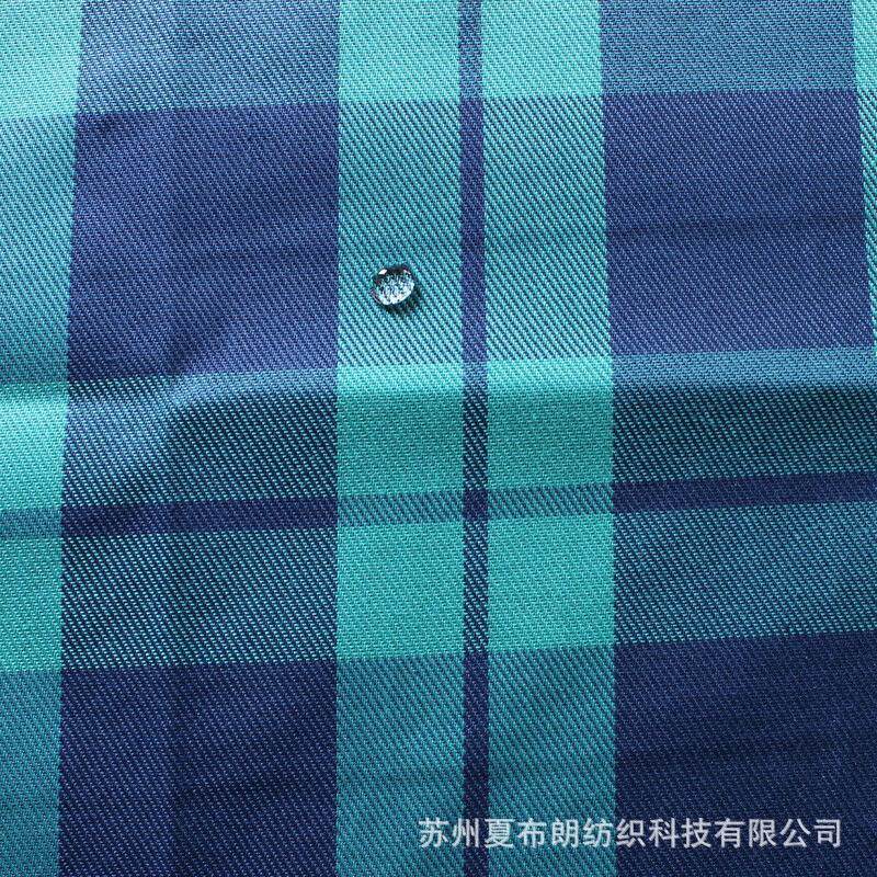 厂家透湿涤棉斜纹色织格子布防水透气供应涂层户外滑雪服面料