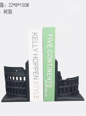 建筑建筑挡装饰摆件样板间软装饰品桌面书档书房工艺品书系列书靠