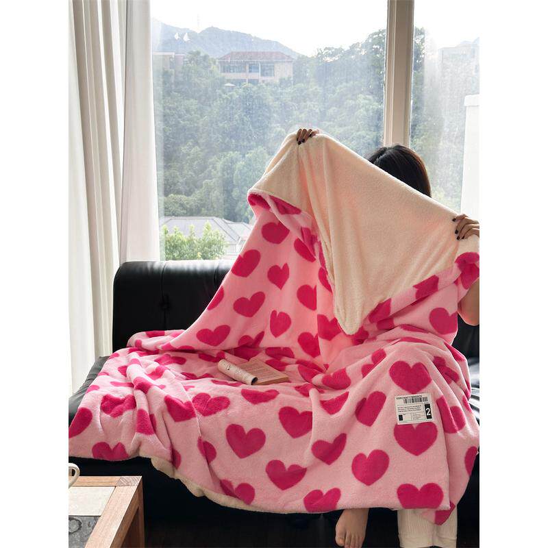 0wyv兔兔绒毛毯莓莓加厚泰迪绒午休毯盖毯秋冬爱心毯卧室沙发