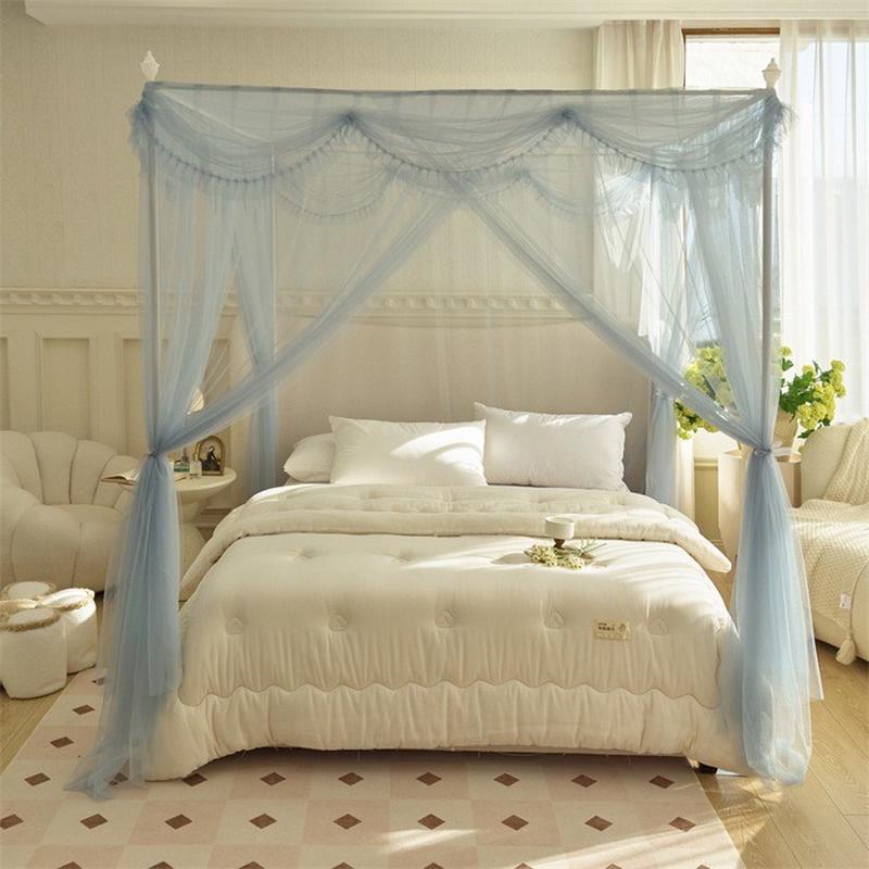 2024新款床幔落地式蚊帐卧室宫廷三开门加厚北欧风公主1.8m米家用