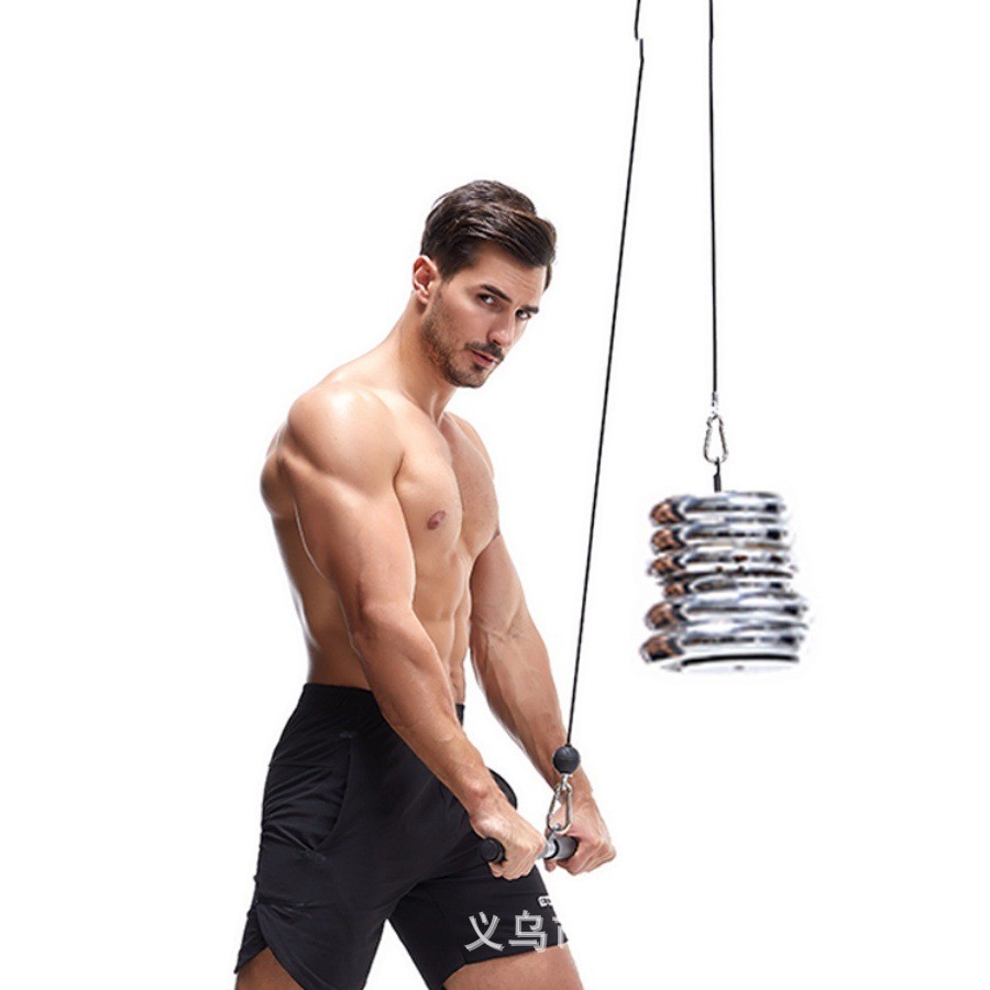 滑轮三头肌训练器钢丝绳高位下拉龙门架肱家用单杠健身器材拉力器