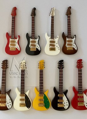 x1aw手工迷你电吉他模型摆件桌面民谣吉他乐器10cm木质娃娃电贝