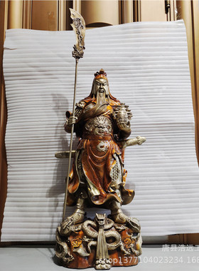 酒红色提刀托宝龙座铜关公浩厂家雕塑远直发现货出售