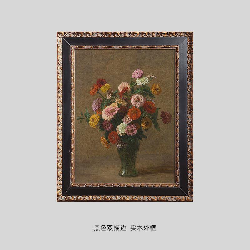 欧式玄关装饰画客厅餐厅沙发背景挂画走廊过道壁画复古风花卉油画图片