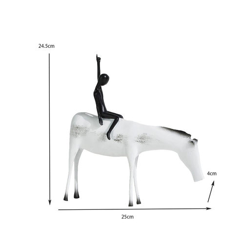 简约现代骑马人摆件样板房软装家厅电视柜北欧铝合金属白马工艺品