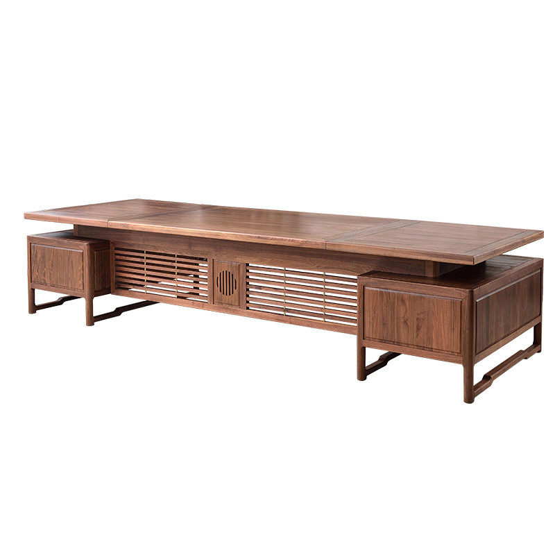 北美黑胡桃老板桌董事长全套中式大班台办公桌实木家