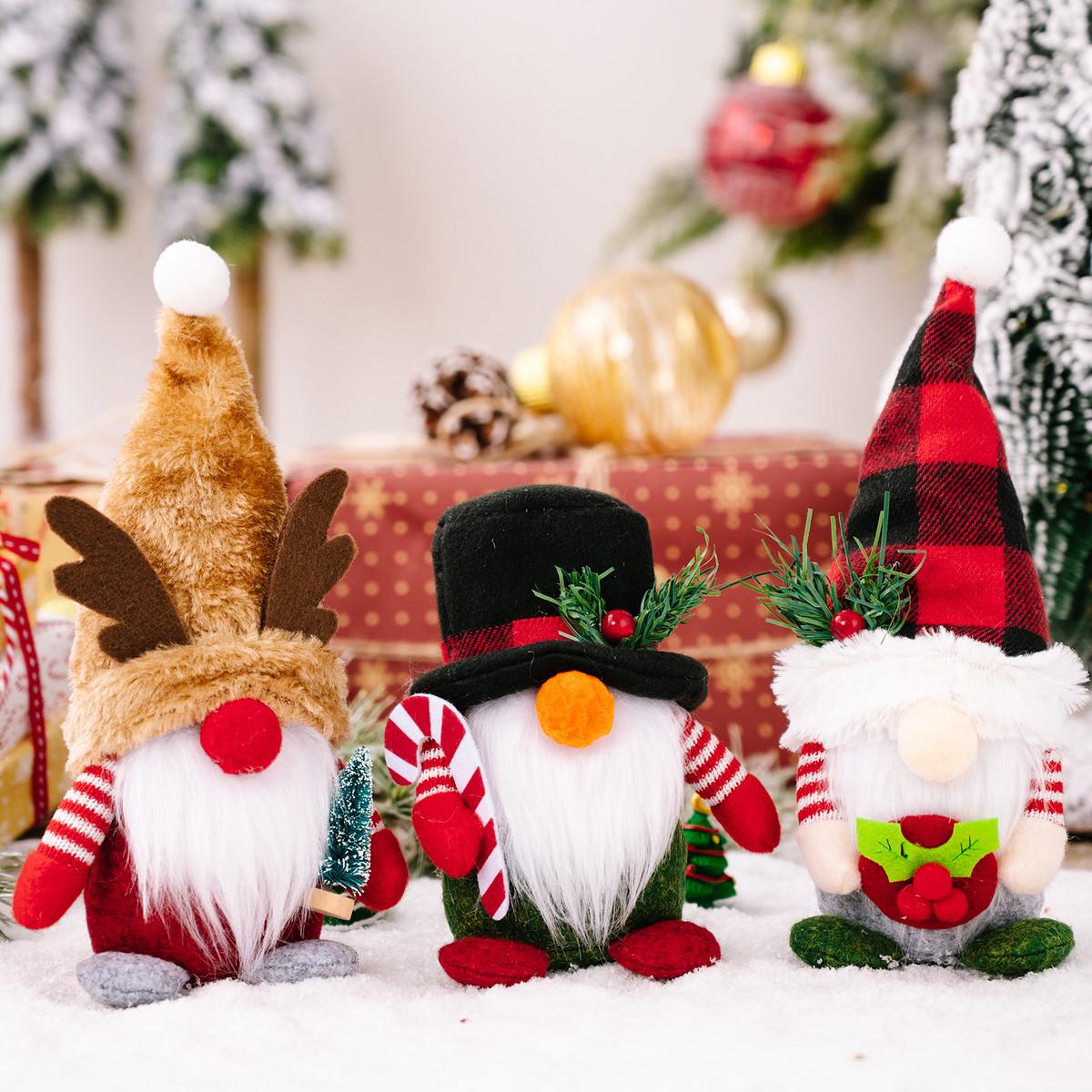 Christmas Lattice Hat Forest Old Man Faceless Gnome Doll