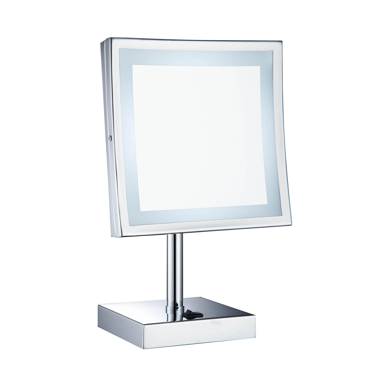 酒店美容镜单面方形台式桌面带灯金属化妆镜批发led浴室银镜镜子