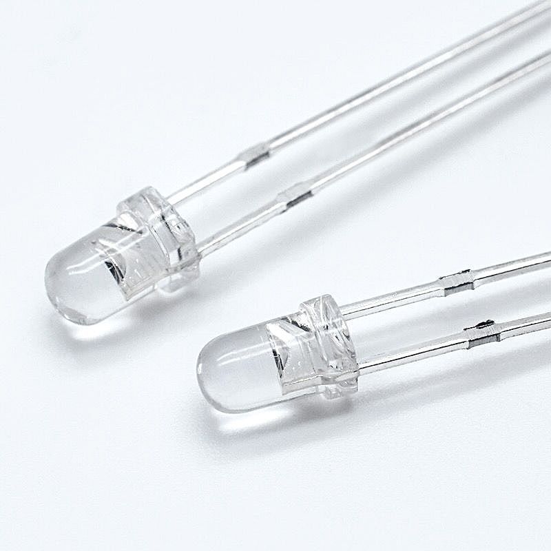 f3/f5白发冰蓝超高亮圆头暖白长脚透明3/5mmled发光二极管灯珠