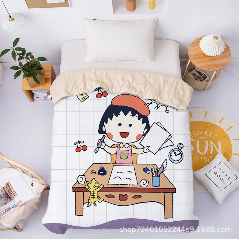 卡通樱桃小丸子少女心可爱夏季空调被家用双人夏凉被可水洗薄被