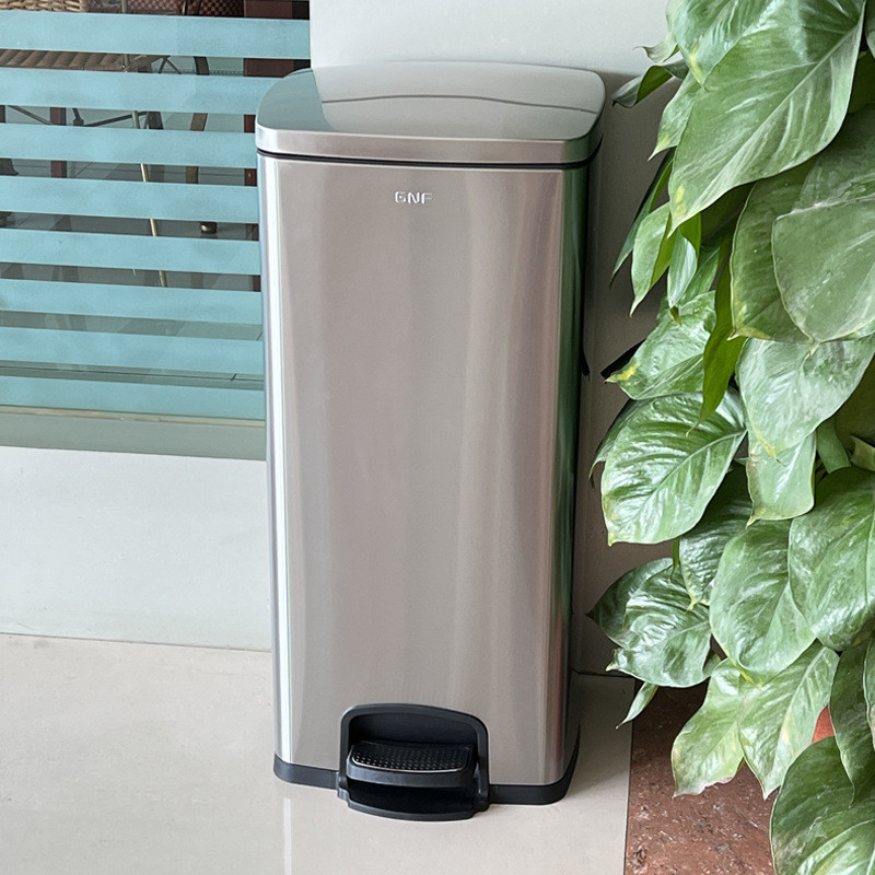 btv4新款gnf不锈钢垃圾桶40升有盖大容量商用30l厨房客厅20l方形