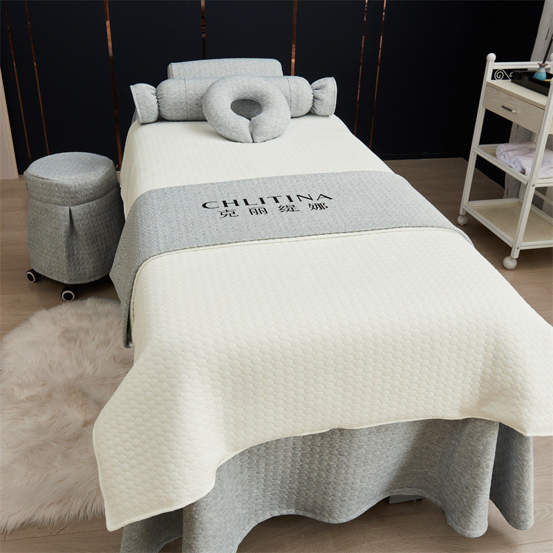 美容床罩四件套高档按摩棉轻奢美容院床罩美体美肤针织理疗床单套