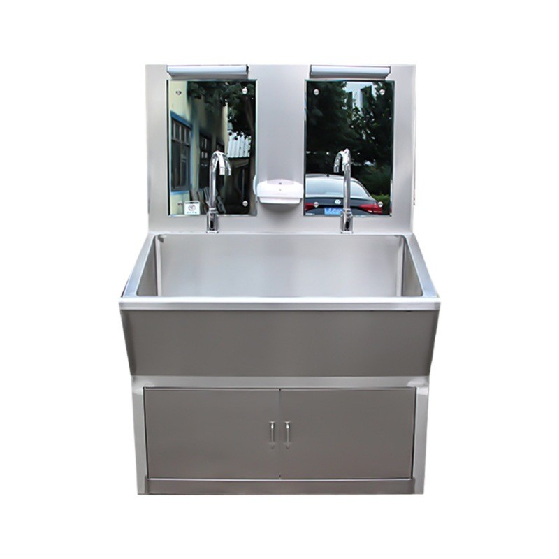 304不锈钢水池单双人脚踏式感应实验室食品厂净化车间拖把洗手池