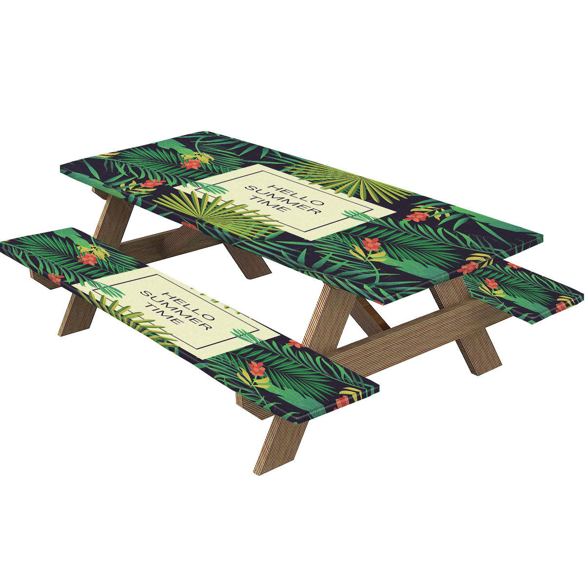 野餐桌套连长椅套3件套弹性贴合桌布露营桌座布户外防水布套桌9