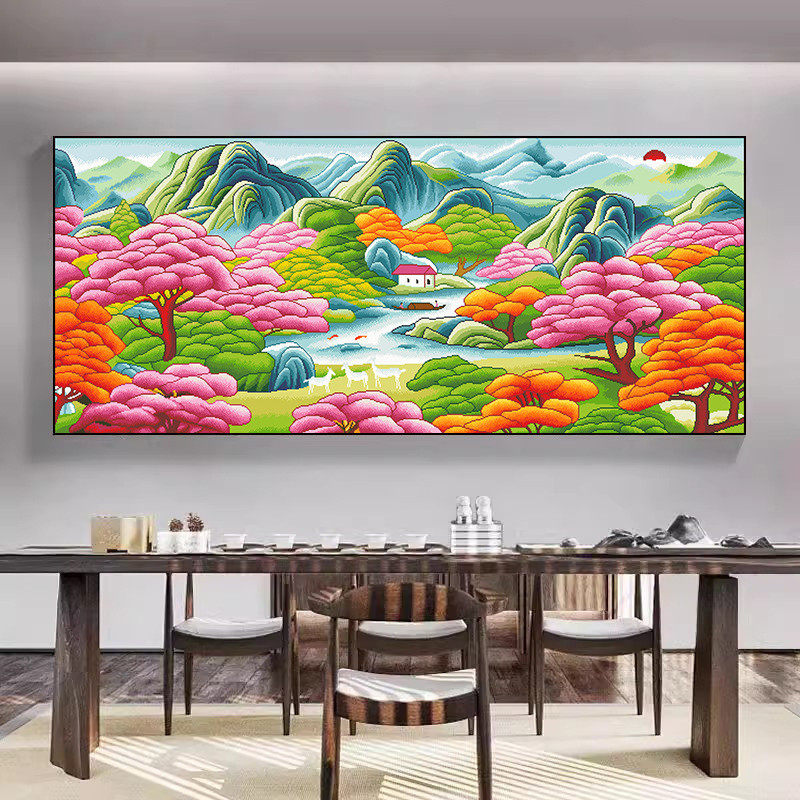 新版世外桃源十字绣2024新款线绣客厅浪漫风景画简约现代自己DIY
