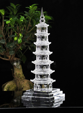水晶层7层文昌塔9工艺品摆件花边文雷峰塔11层透明办公室书房桌面
