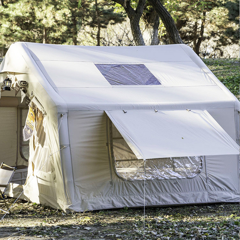 户外便携式充气搭建8平旅游露营全自动免帐篷充气棉布帐篷屋脊