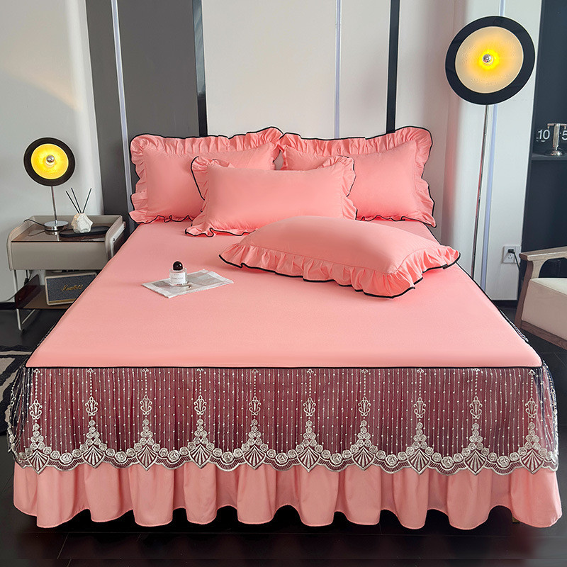 欧式公主床罩荷叶边单件席梦思保护套防滑床裙式1.5m1.8米2.0床套
