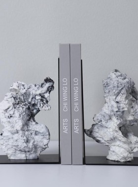 新中式挡书太湖石摆件样板间抽象禅意云山石摆件创意书房摆件饰品
