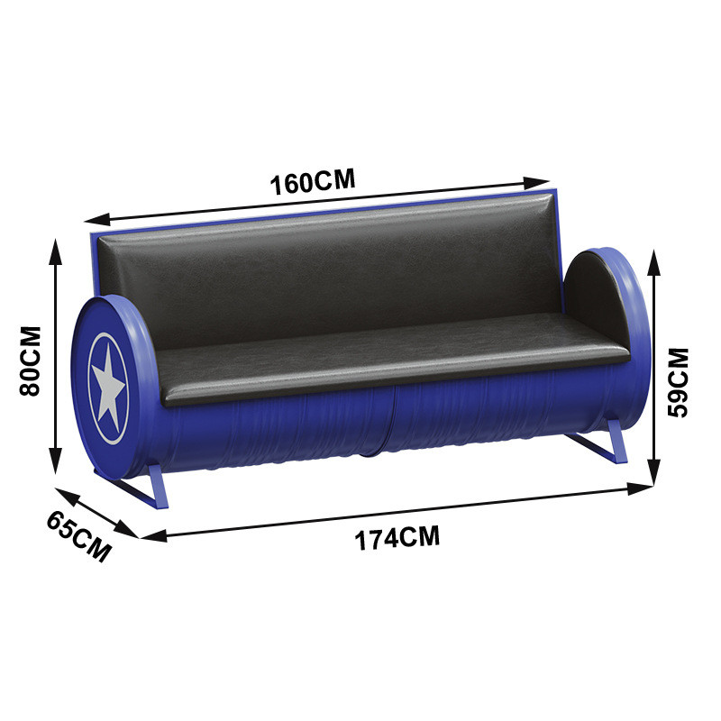 餐厅酒吧卡座沙发清吧复古工业风铁艺餐桌桌椅组合油桶火锅店批发
