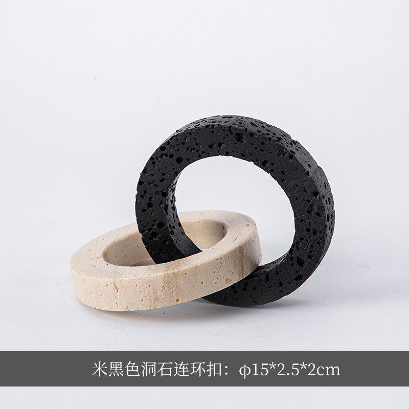 创意连环扣造型摆件工艺品几何锁链树脂创意样板间组合边柜配饰