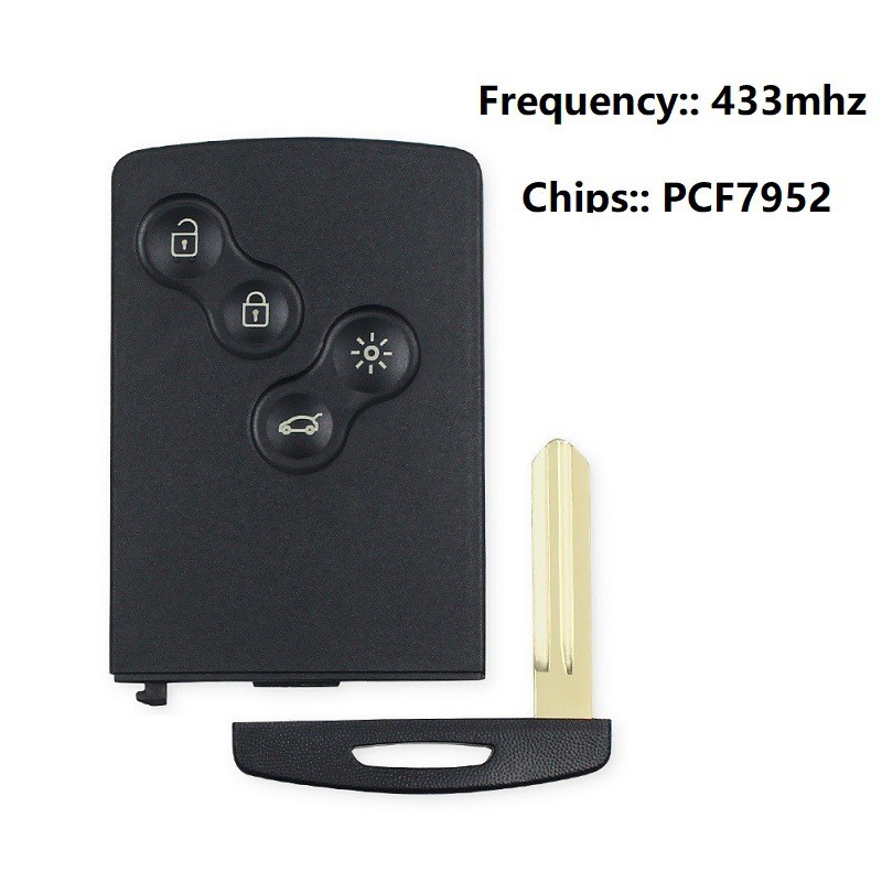 适用于08-11款雷诺科雷傲4键智能钥匙433mhz PCF7952 Chip
