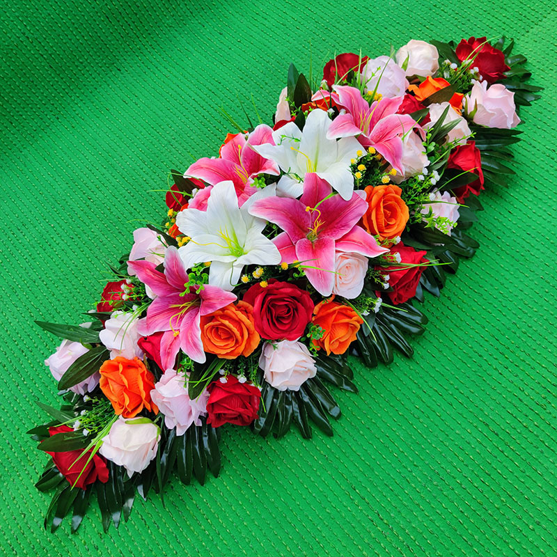 新款会议桌花花假花商务礼仪台办公室塑料花花摆花长型装饰花