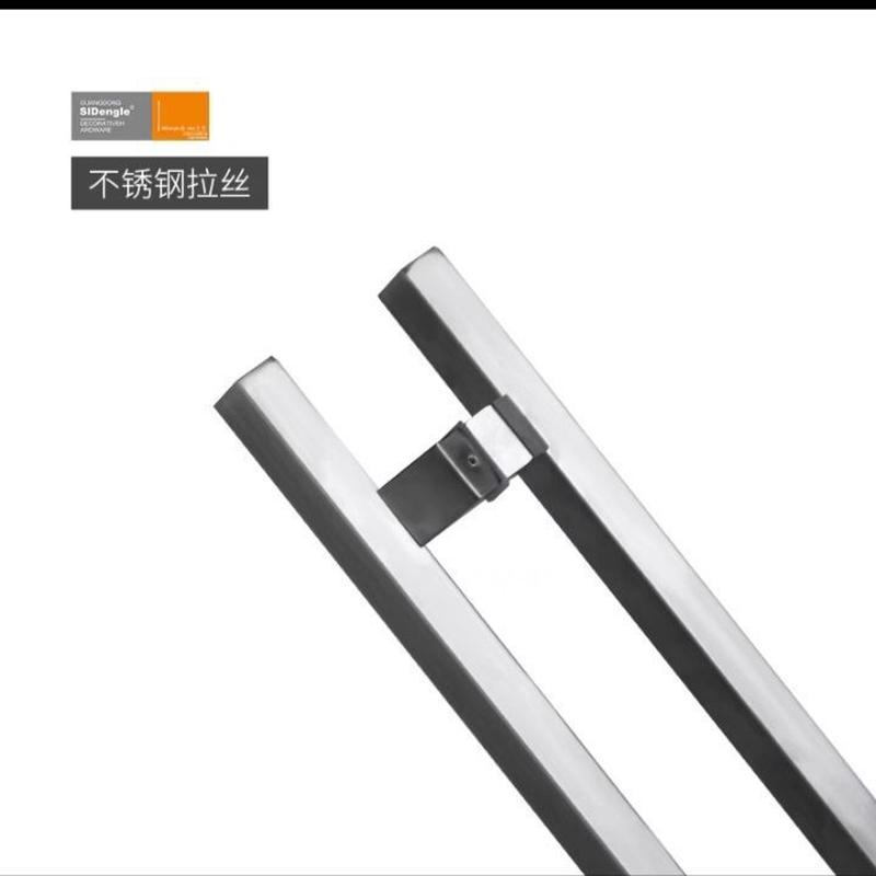 有框玻璃门拉手方管马碲脚斜脚黑色电镀玫瑰无指纹不锈钢把手大门