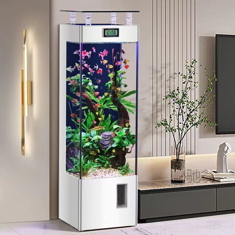 热销麓f懒人立式家用水族箱客厅中小型玻璃缸落地免换水2024新款