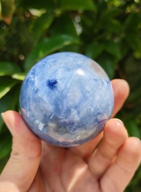 源头厂家直发天然荧光蓝纹石权杖单水晶柱六棱柱球水晶装饰摆件尖